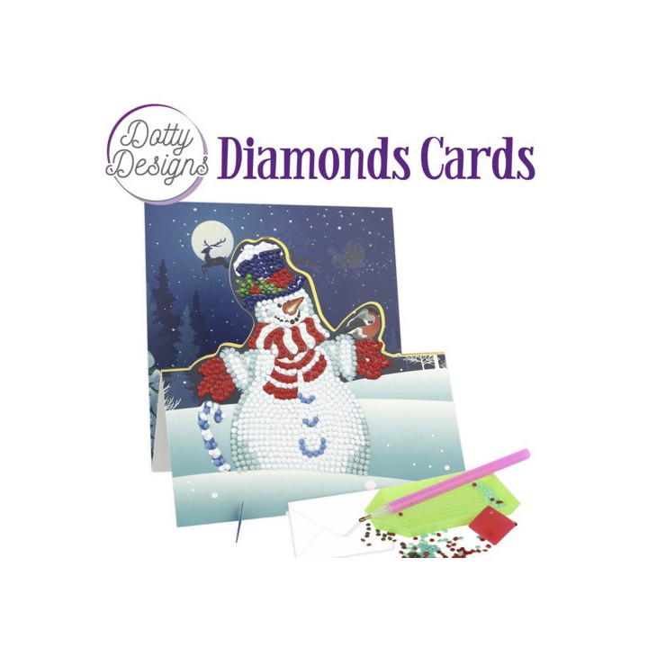 (DDDC1134)Dotty Designs Diamond Easel Card 134 - Snowman with Bird
