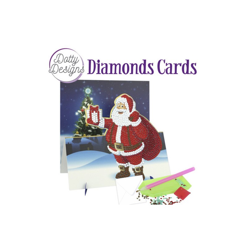 (DDDC1135)Dotty Designs Diamond Easel Card 135 - Santa with Present