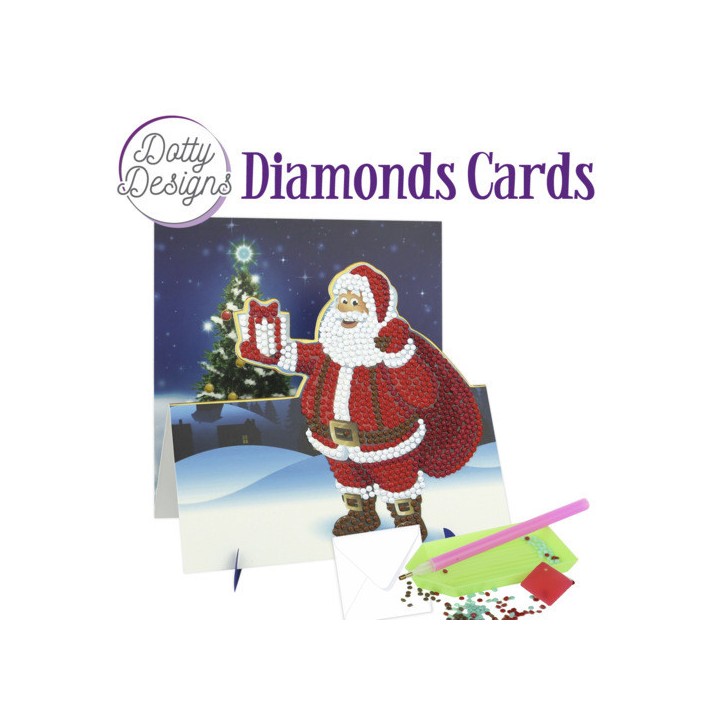 (DDDC1135)Dotty Designs Diamond Easel Card 135 - Santa with Present