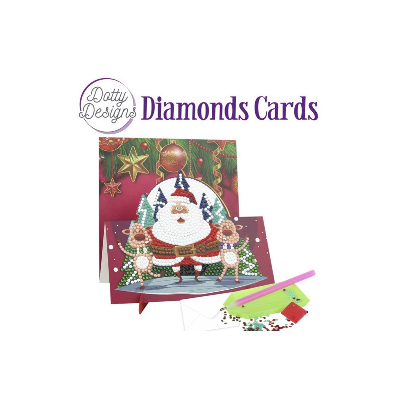 (DDDC1136)Dotty Designs Diamond Easel Card 136 - Santa with two Deer