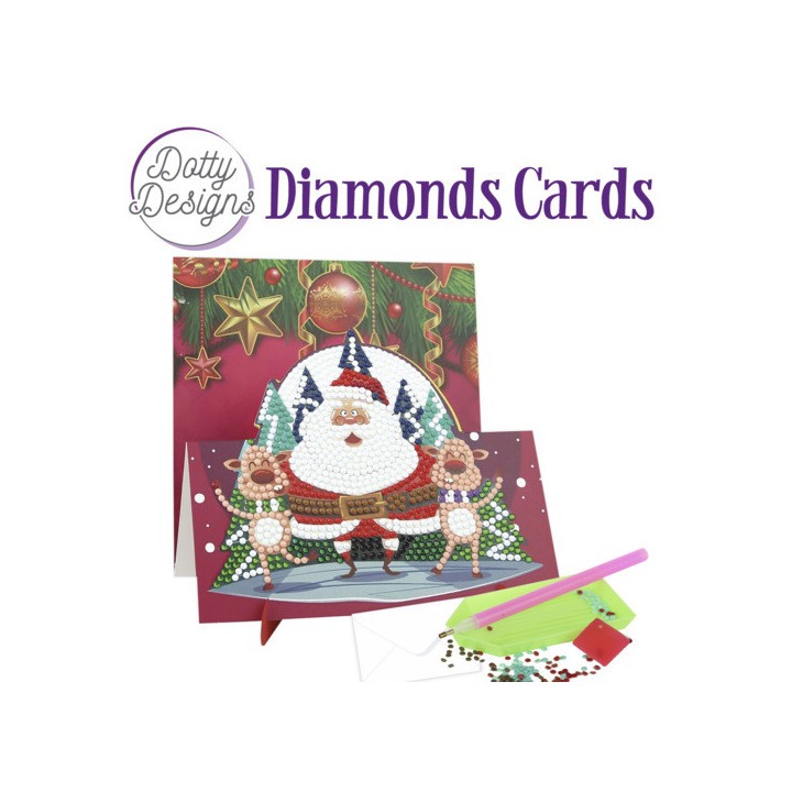 (DDDC1136)Dotty Designs Diamond Easel Card 136 - Santa with two Deer