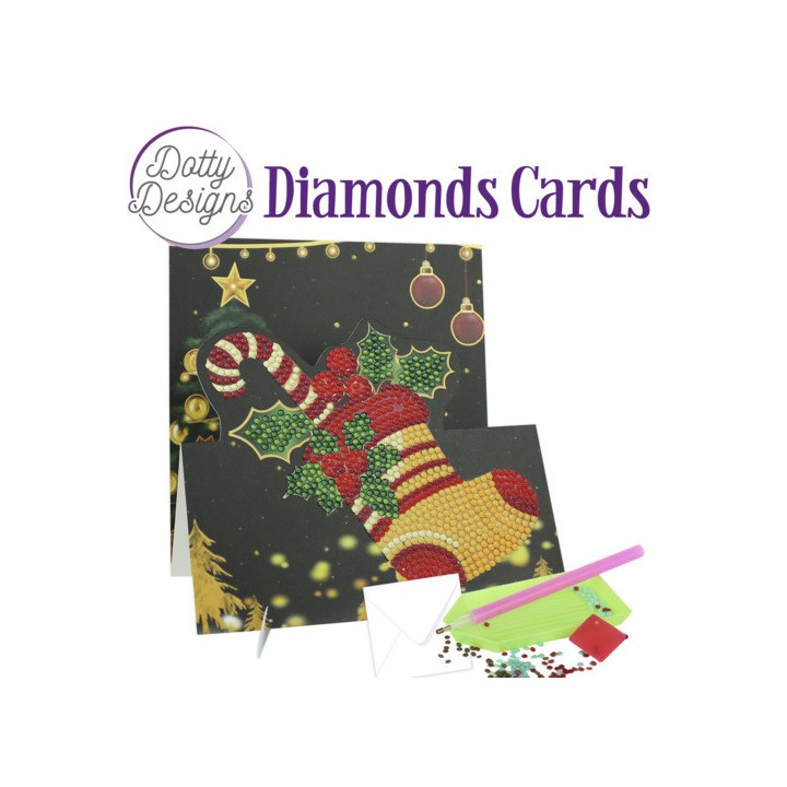 (DDDC1137)Dotty Designs Diamond Easel Card 137 - Christmas Sock