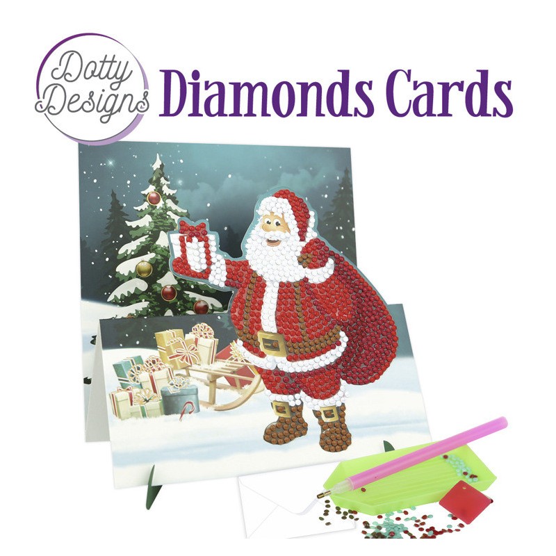 (DDDC1140)Dotty Designs Diamond Easel Card 140 - Santa with Sledge