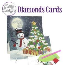 (DDDC1142)Dotty Designs Diamond Easel Card 142 - Snowman with Christmas Tree