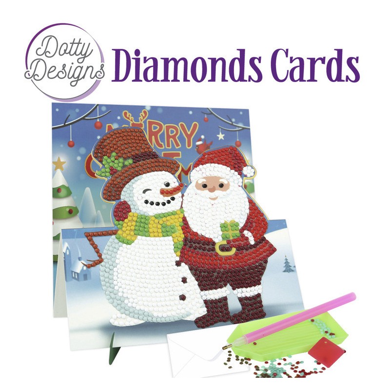 (DDDC1144)Dotty Designs Diamond Easel Card 144 - Santa and Snowman