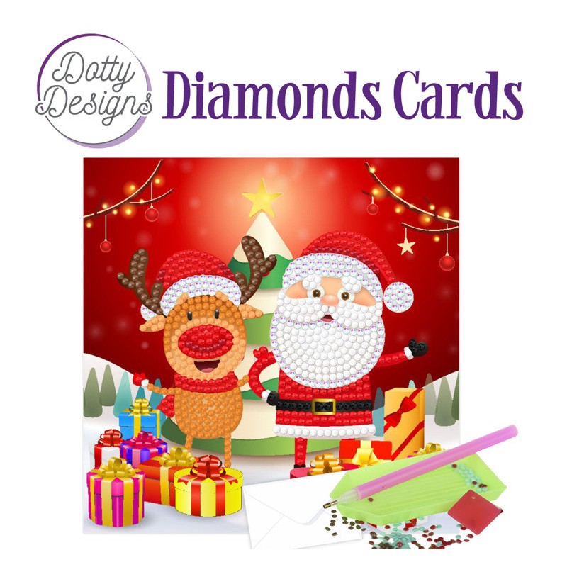 (DDDC1146)Dotty Designs Diamond Easel Card 146 - Santa with Deer