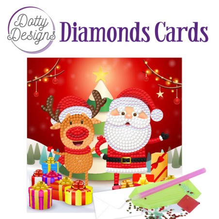 (DDDC1146)Dotty Designs Diamond Easel Card 146 - Santa with Deer