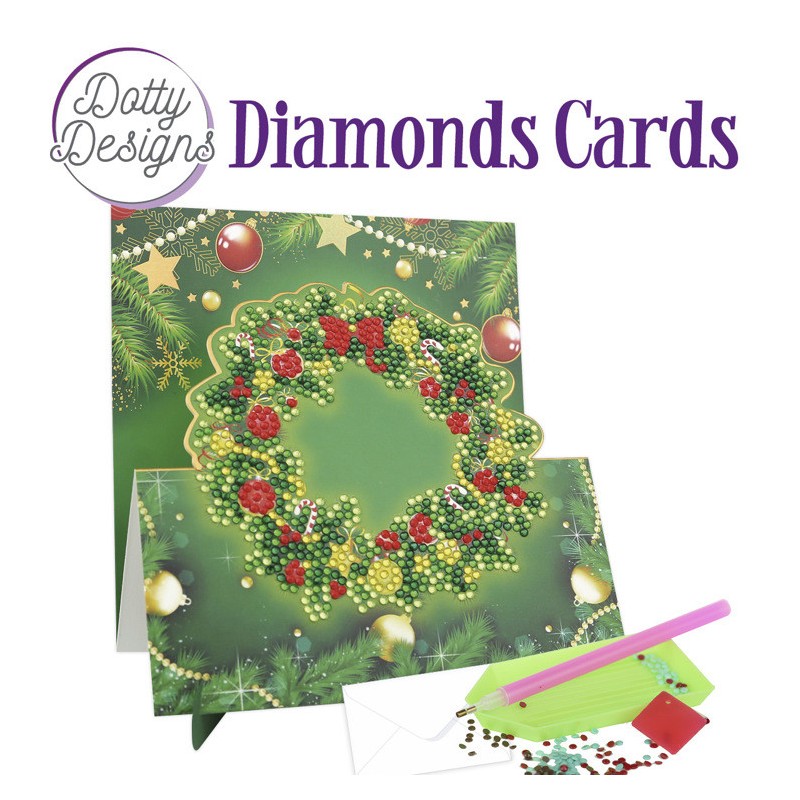 (DDDC1148)Dotty Designs Diamond Easel Card 148 - Christmas Wreath