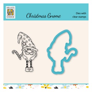 (HDCS041)Snellen Design Clearstamp +dies  - Xmas gnome serie Candystick