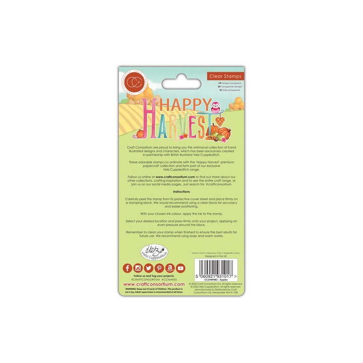 (CCSTMP083)Craft Consortium Happy Harvest Clear Stamps Apples