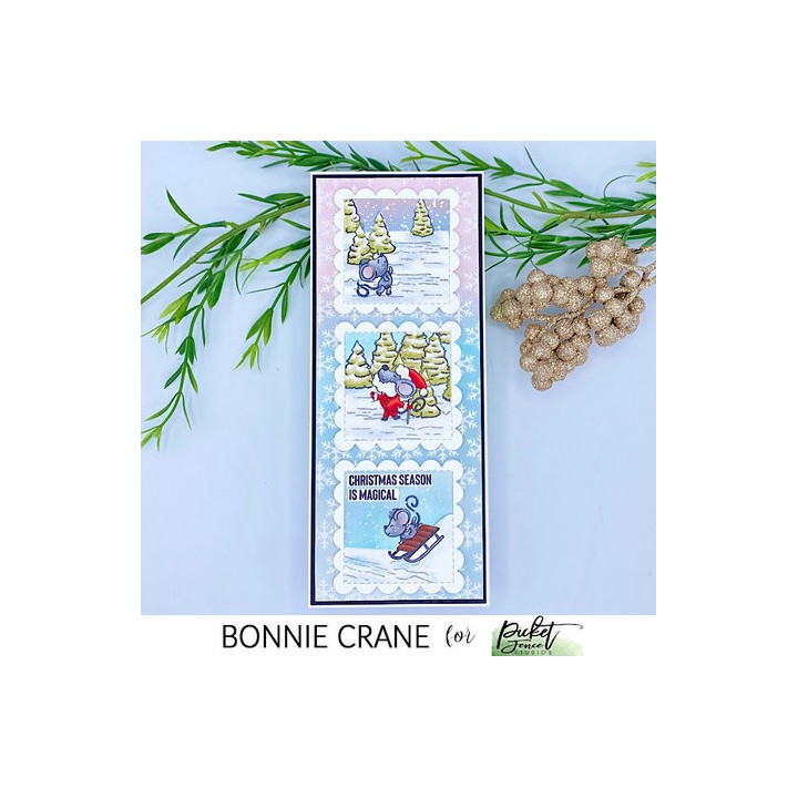 (BB-200)Picket Fence Studios Scene Building: Winter Wonderland Trees 4x4 Inch Clear Stamps