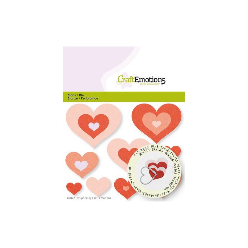 (115633/1405)CraftEmotions Die - basic hearts Card 11x9cm - 6mm - 50mm