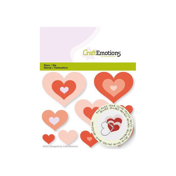 (115633/1405)CraftEmotions Die - basic hearts Card 11x9cm - 6mm - 50mm