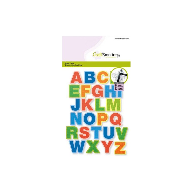 (115633/3407)CraftEmotion Impress stamp Die - alphabet capital letters Card 10,5x14,8cm - 21mm