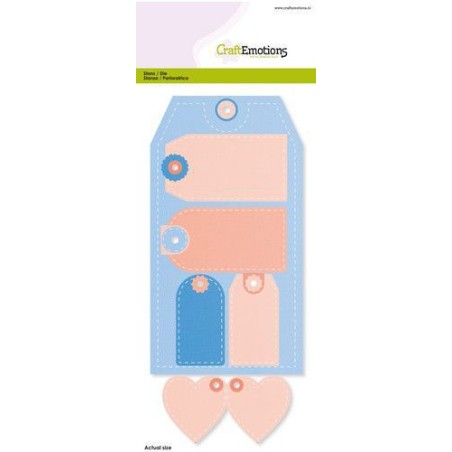 (115633/1103)CraftEmotions Big Nesting Die - Labels + label XL Card 11x22,5cm - 10x18,2cm
