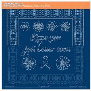 (GRO-GG-41904-24)Groovi Plate A4 PIERCING GRID JOSIE'S FEEL BETTER SOON DIAGONAL RIBBON LACE DUET
