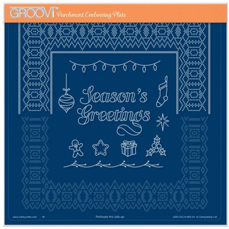 (GRO-GG-41905-24)Groovi Plate A4 PIERCING GRID JOSIE'S SEASON'S GREETINGS DIAGONAL RIBBON LACE DUET