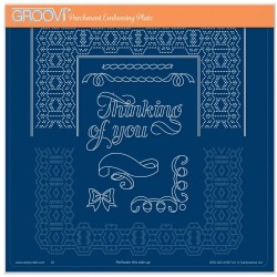 (GRO-GG-41907-24)Groovi Plate A4 PIERCING GRID JOSIE'S THINKING OF YOU DIAGONAL RIBBON LACE DUET