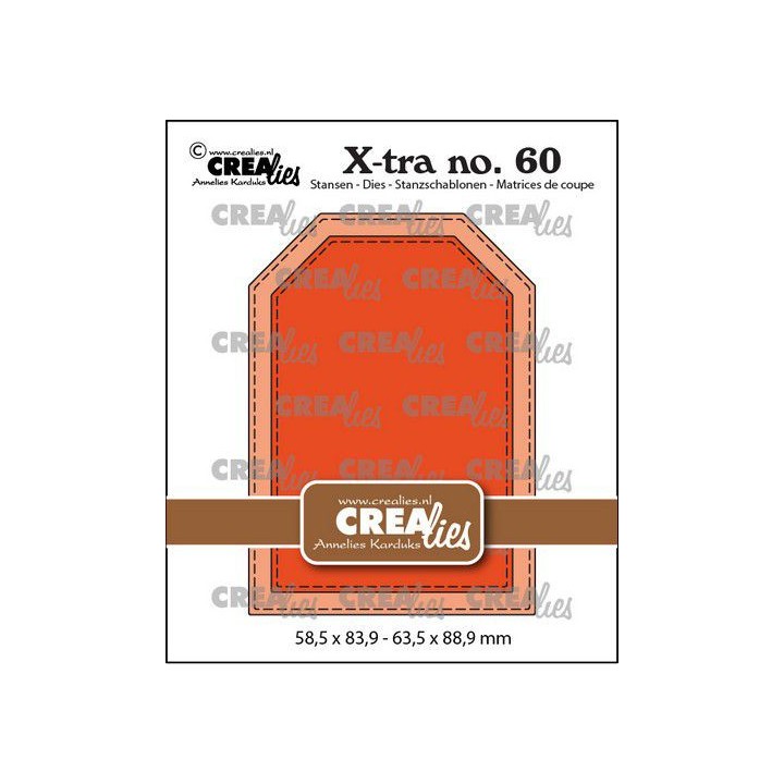 (CLXTRA60)Crealies Xtra no. 60 ATC Tag with stitchlines 58,5x83,9 - 63,5x88,9mm