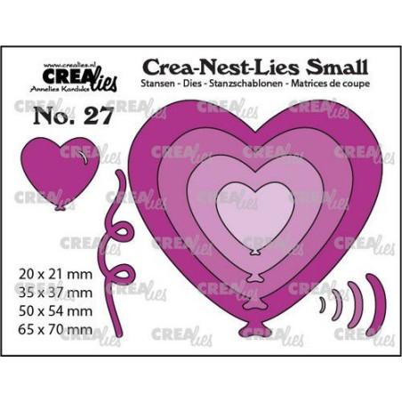 (CNLS27)Crealies Crea-nest-Lies Small Heart balloons 4x max. 65x70mm