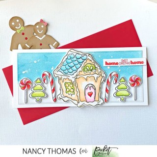 (C-139)Picket Fence Studios Build me a Gingerbread House 6x6 Inch Clear Stamps