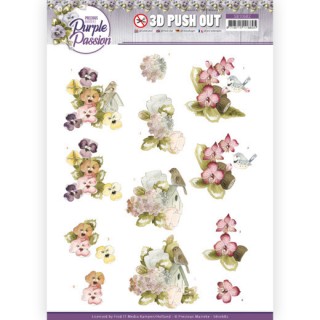(SB10682)3D Push Out - Precious Marieke - Purple Passion - Bird Paradise