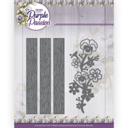 (PM10245)Dies - Precious Marieke - Purple Passion - Fence with Pansies