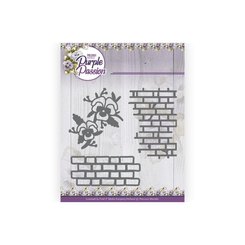 (PM10246)Dies - Precious Marieke - Purple Passion - Wall with Pansies
