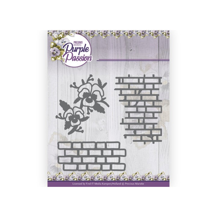 (PM10246)Dies - Precious Marieke - Purple Passion - Wall with Pansies
