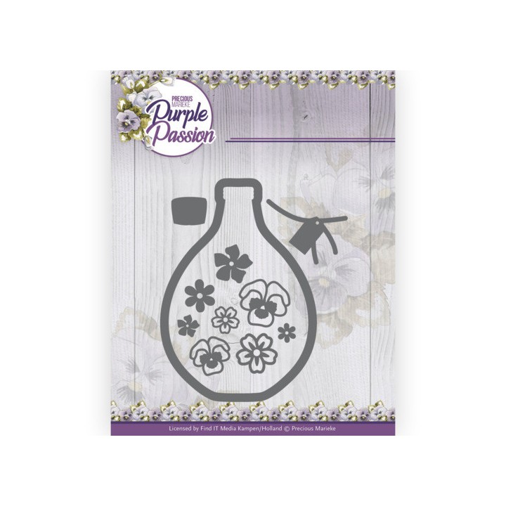 (PM10248)Dies - Precious Marieke - Purple Passion - Vase with Pansies