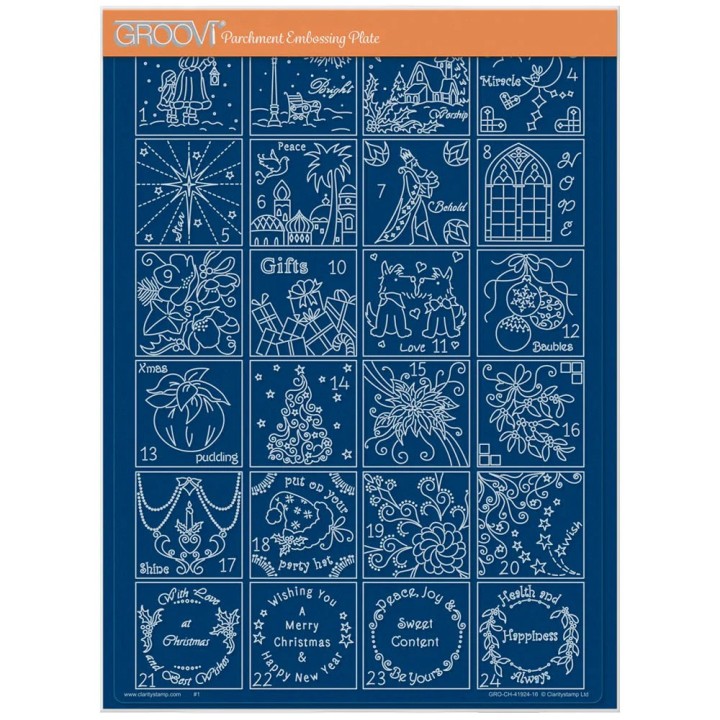 (GRO-CH-41924-16)Groovi plate A4 - LINDA WILLIAMS' CHRISTMAS TREASURES ADVENT