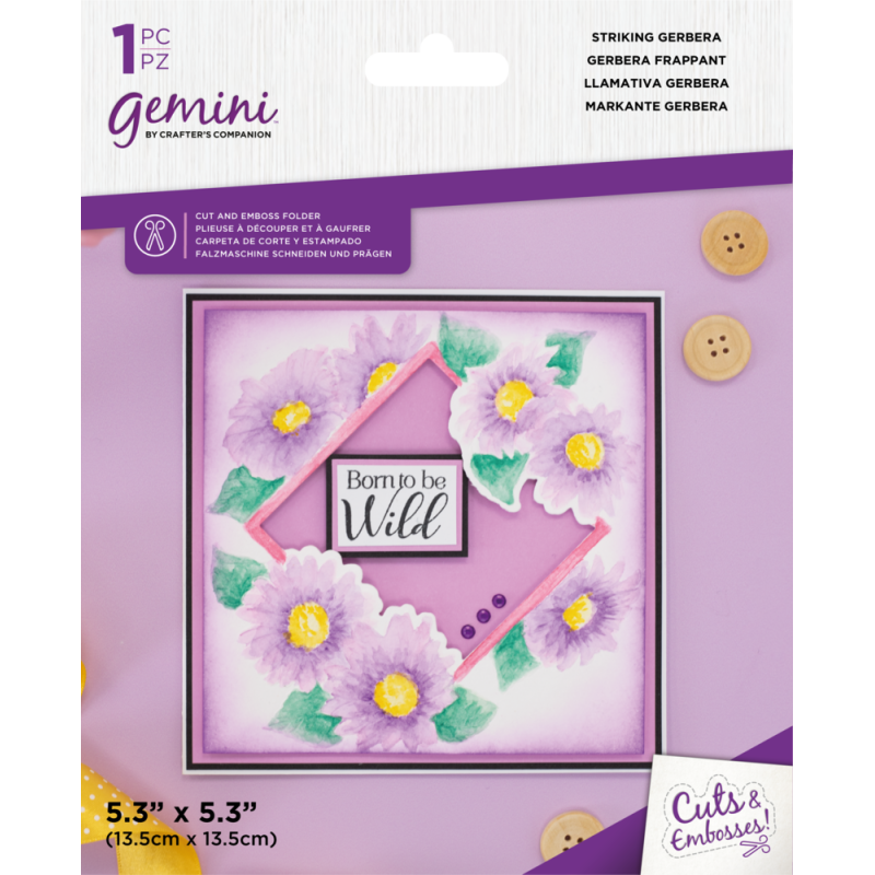 (GEM-CEF5-STRGERB)Gemini Floral Frame Striking Gerbera Cut and Emboss Folder