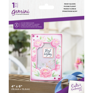 (GEM-CEF4-PEBLOOM)Gemini Floral Frame Peony Blooms Cut and Emboss Folder