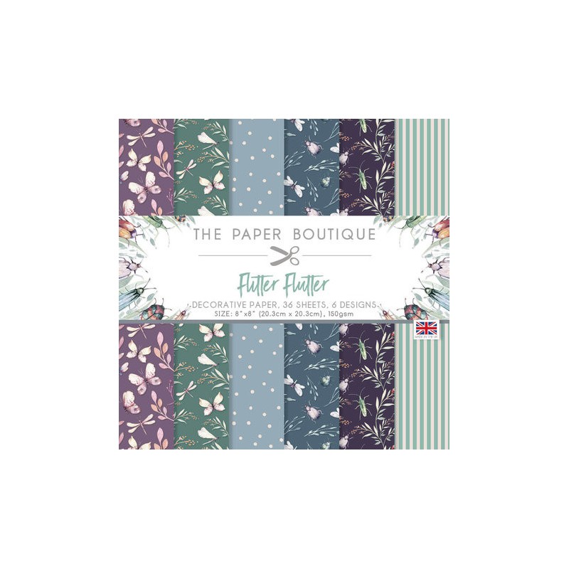 (PB1915)The Paper Boutique Flitter Flutter 8x8 Inch Decorative Papers