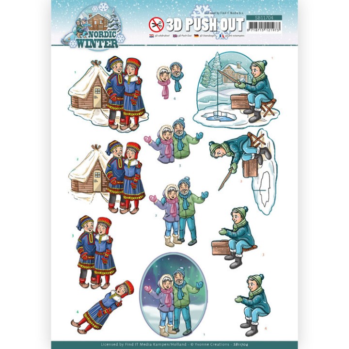 (SB10704)3D Push Out - Yvonne Creations - Nordic Winter - Ice Fishing