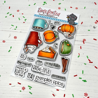 (T4T/100/Pum/Cle)Time For Tea Designs Pumkpin Spice A6 Clear Stamps