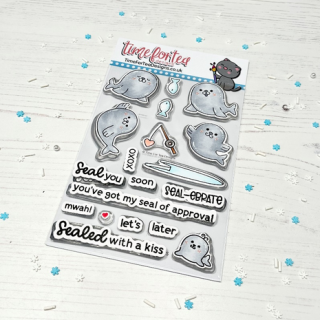 (T4T/100/Kis/Cle)Time For Tea Designs Sealed With A Kiss A6 Clear Stamps