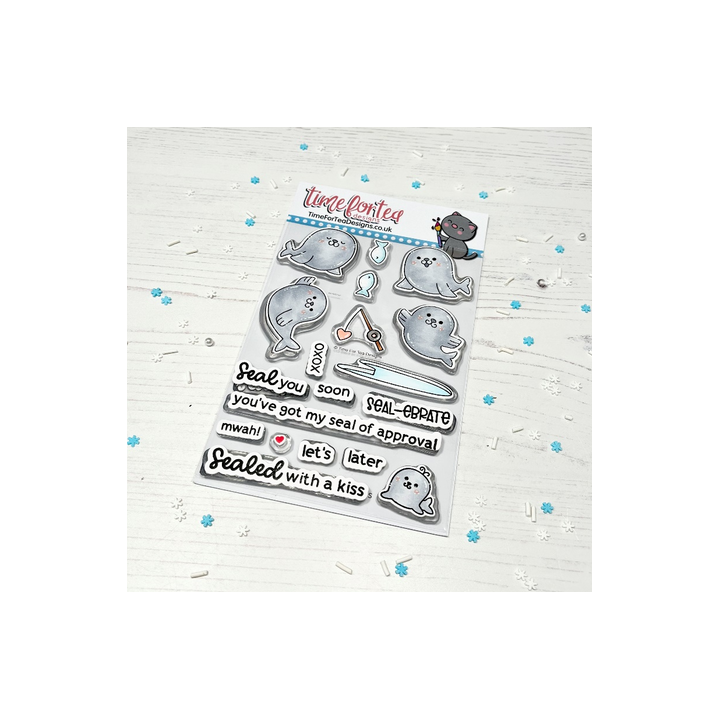 (T4T/100/Kis/Cle)Time For Tea Designs Sealed With A Kiss A6 Clear Stamps