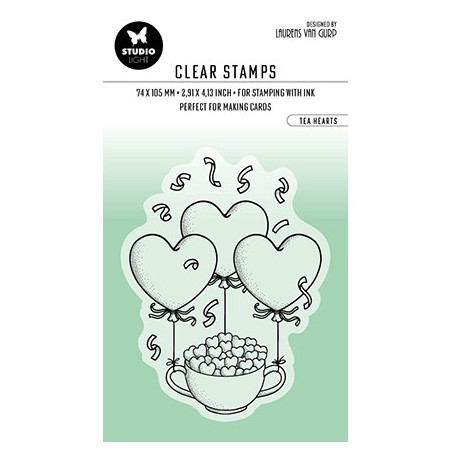 (BL-ES-STAMP352)Studio light BL Clear stamp Tea hearts By Laurens nr.352