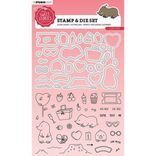 (SL-SS-SCD53)Studio Light Stamp & Cutting Die Lovely date Sweet Stories nr.53