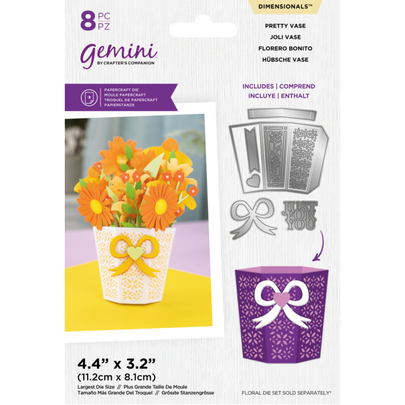 (GEM-MD-DIM-PRVA)Gemini Pop-Up Vase Pretty Vase Dimensionals Dies