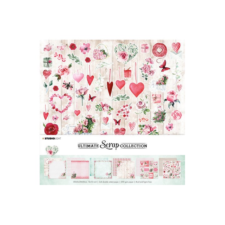 (SL-USC-PS18)Studio Light Background paper Ultimate Ultimate Scrap Collection 12x12 Inch Paper Pack Love