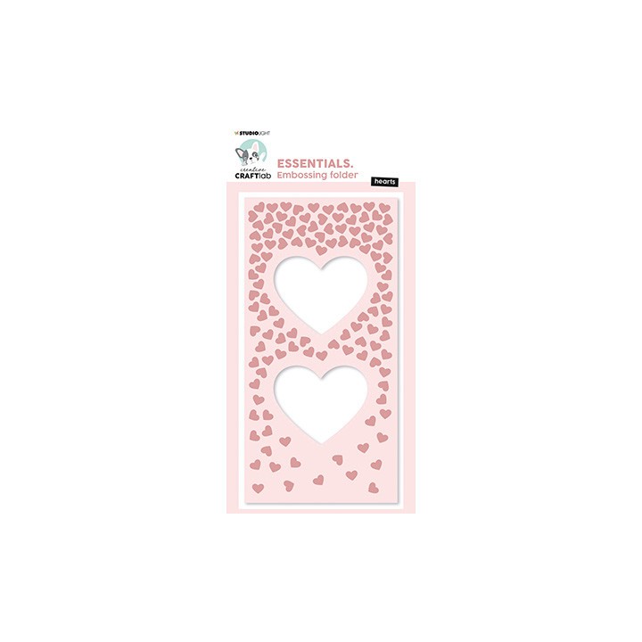 (CCL-ES-EMB13)Studio Light Embossing Folder Slimline hearts Essentials nr.13