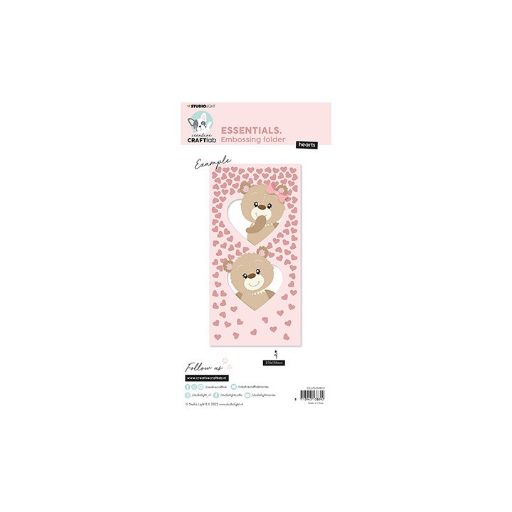 (CCL-ES-EMB13)Studio Light Embossing Folder Slimline hearts Essentials nr.13