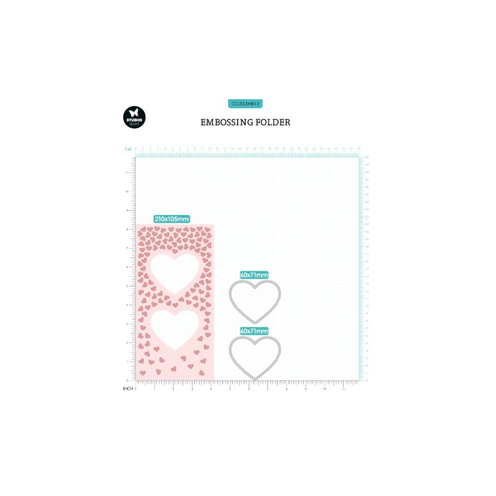 (CCL-ES-EMB13)Studio Light Embossing Folder Slimline hearts Essentials nr.13