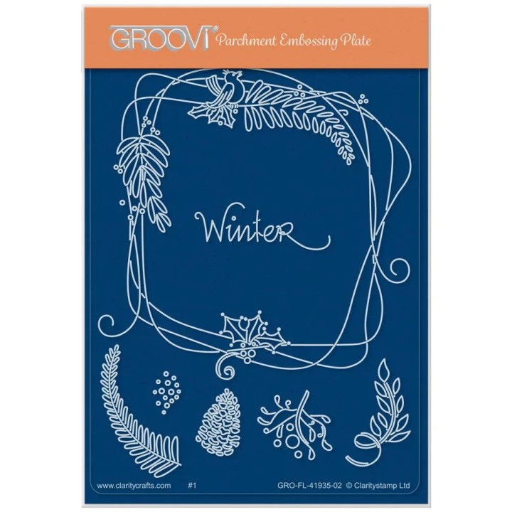 (GRO-FL-41935-02)Groovi® plate A6 BARBARA'S BIJOU ENTWINED WINTER WREATH