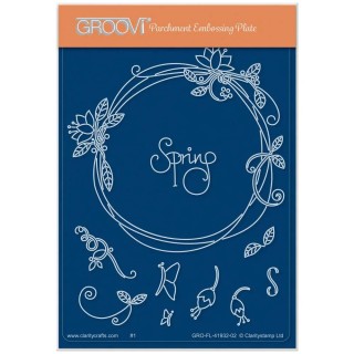 (GRO-FL-41932-02)Groovi® plate A6 BARBARA'S BIJOU ENTWINED SPRING WREATH