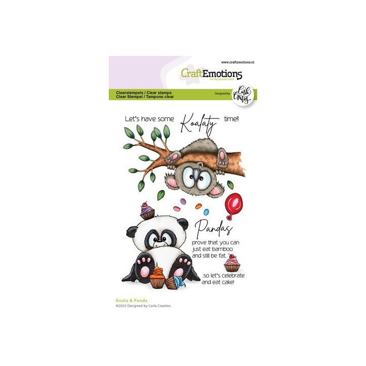 (1563)CraftEmotions clearstamps A6 - Koala & Panda (EN) Carla Creaties