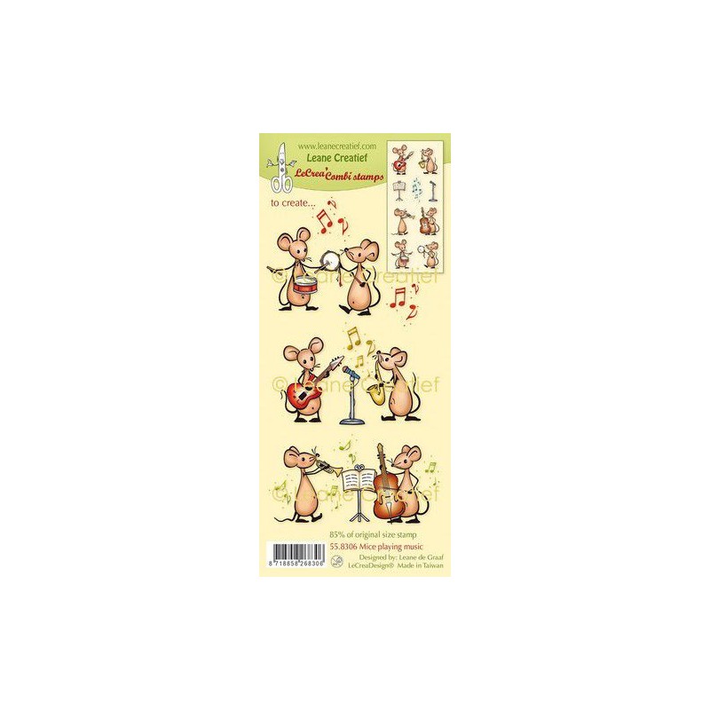 (55.8306)LeCrea - combi clear stamp Mice playing Music (55.8306)LeCrea - combi clear stamp Mice playing Music