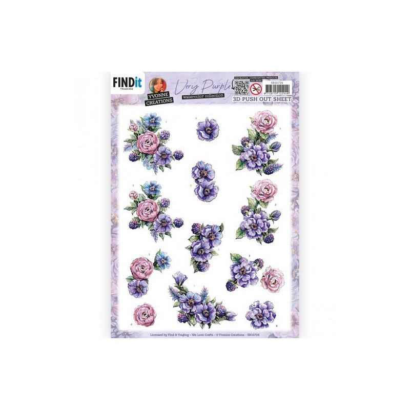 (SB10724)3D Push Out - Yvonne Creations - Very Purple - Blackberries